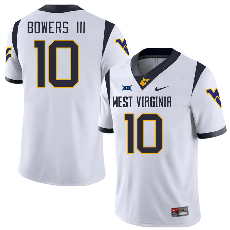 #10 Trey Bowers III West Virginia Mountaineers College 2024 New Uniforms Football Jerseys Stitched Sale-White